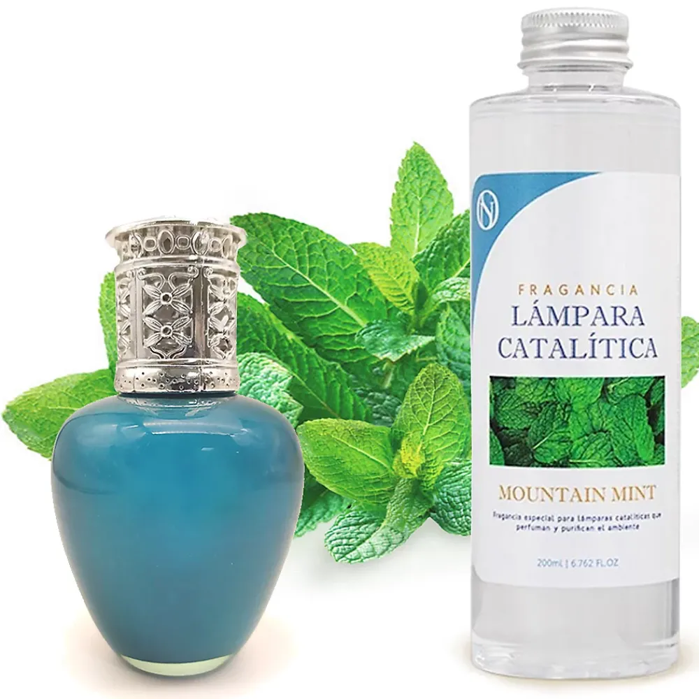Mamamanuela Lampe catalytique Aqua Marina + Parfum Mountain Mint 500 ml - Élimine mauvaises odeurs, parfume et améliore la qualité de l'air* Désodorisant Et Parfum D'Ambiance