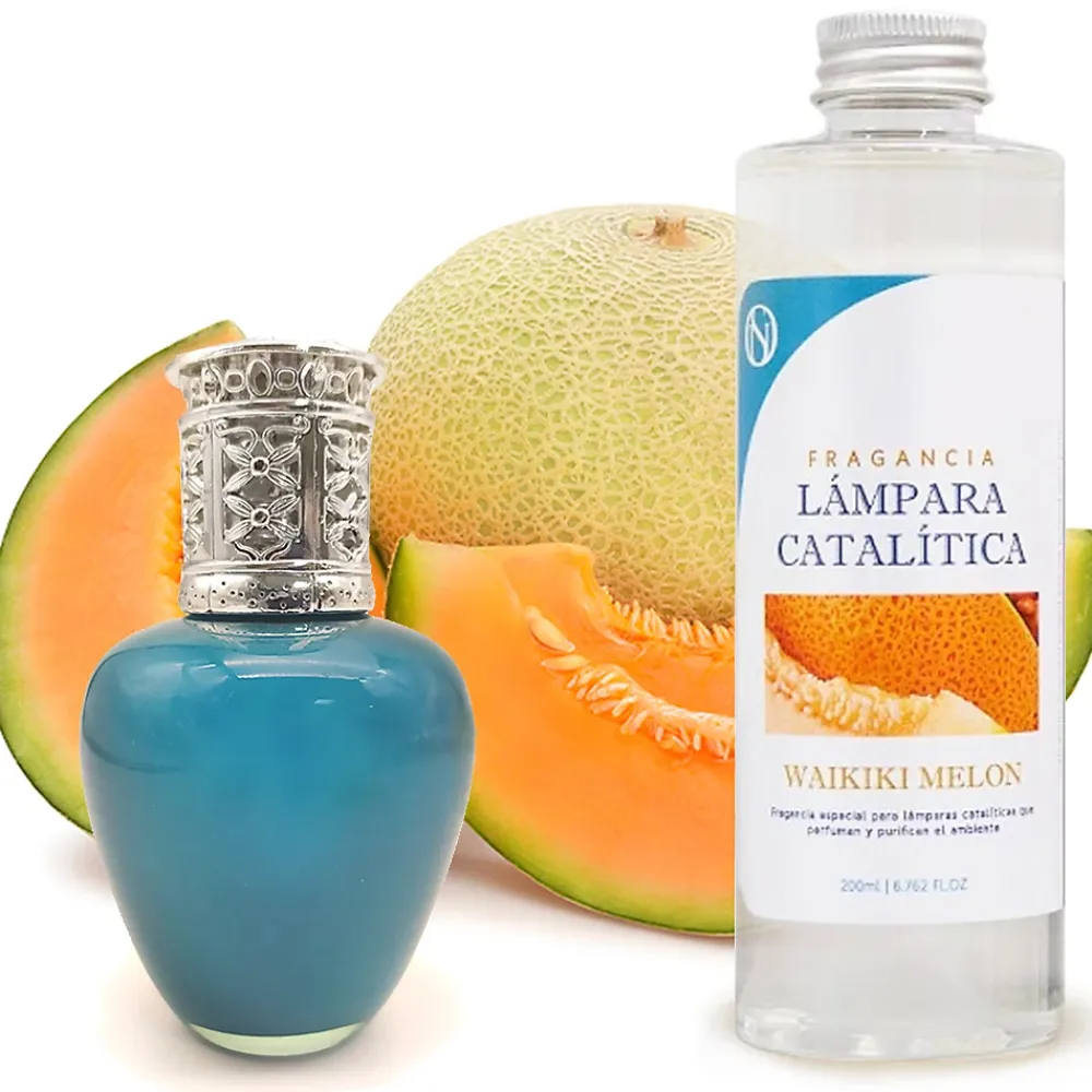 Mamamanuela Lampe catalytique Aqua Marina + Parfum Waikiki Melon 200 ml - Élimine mauvaises odeurs, parfume et améliore la qualité de l'air* Désodorisant Et Parfum D'Ambiance