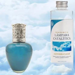Mamamanuela Lampe catalytique Aqua Marina + Parfum Cotton Clean 500 ml - Élimine les mauvaises odeurs, parfume et améliore la qualité de l'air* Désodorisant Et Parfum D'Ambiance