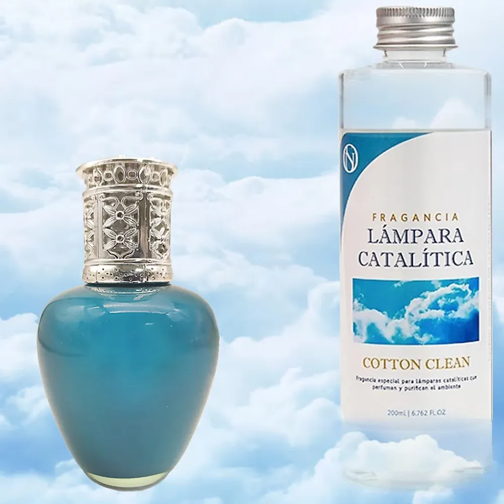 Mamamanuela Lampe catalytique Aqua Marina + Parfum Cotton Clean 500 ml - Élimine les mauvaises odeurs, parfume et améliore la qualité de l'air* Désodorisant Et Parfum D'Ambiance