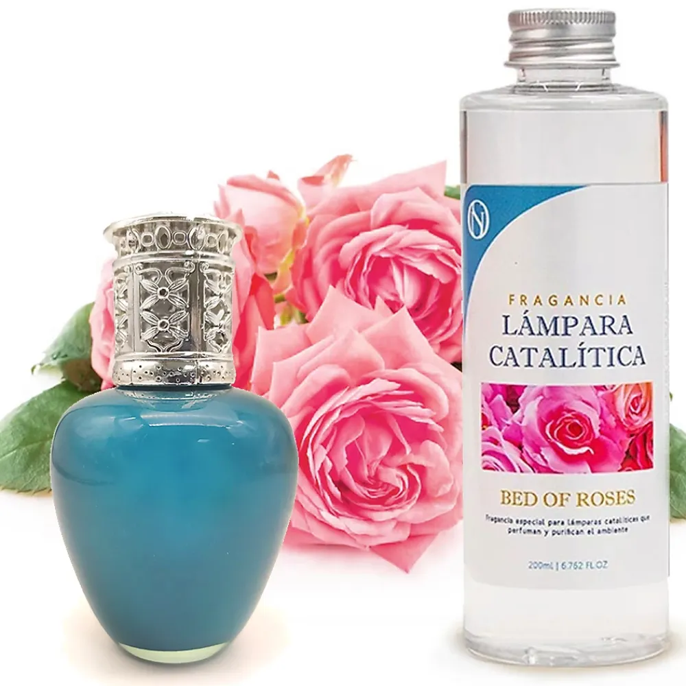 Mamamanuela Lampe catalytique Aqua Marina + Parfum Bed of Roses 200 ml - Élimine les mauvaises odeurs, parfume et améliore la qualité de l'air* Désodorisant Et Parfum D'Ambiance