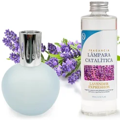 Lampe catalytique Bleu Gris Mat + Parfum Lavender Expression 200ml. Élimine mauvaises odeurs, parfume et améliore qualité de air>Mamamanuela Online