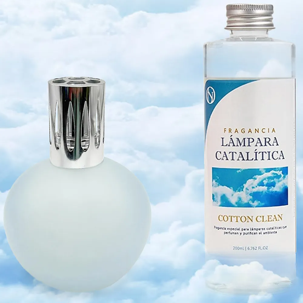 Lampe catalytique Bleu Gris Mat + Parfum Cotton Clean 200 ml - Élimine mauvaises odeurs, parfume et améliore la qualité de l'air>Mamamanuela Sale