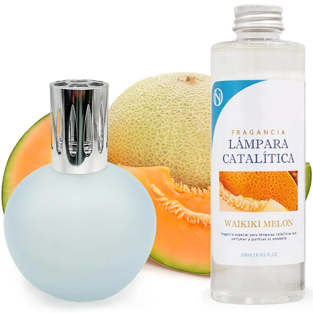 Lampe catalytique Bleu Gris Mat + Arôme Waikiki Melon 200 ml - Élimine mauvaises odeurs, parfume et améliore la qualité de l'air>Mamamanuela Sale