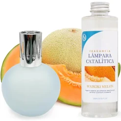 Lampe catalytique Bleu-Gris Mat + Arôme Waikiki Melon 500 ml - Élimine mauvaises odeurs, parfume et améliore la qualité de l'air>Mamamanuela New
