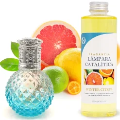 Mamamanuela Lampe catalytique Blue Diamonds + Parfum Winter Citrus 200 ml - Élimine mauvaises odeurs, parfume et améliore la qualité de l'air* Désodorisant Et Parfum D'Ambiance