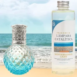 Mamamanuela Lampe catalytique Blue Diamonds + Parfum Mediterranean Light 200 ml. Élimine mauvaises odeurs, parfume et améliore qualité de air* Désodorisant Et Parfum D'Ambiance