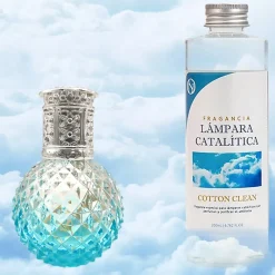 Mamamanuela Lampe catalytique Blue Diamonds + Parfum Cotton Clean 200 ml - Élimine mauvaises odeurs, parfume et améliore la qualité de l'air* Désodorisant Et Parfum D'Ambiance