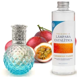 Mamamanuela Lampe catalytique Blue Diamonds + Parfum Caribbean Passion 200 ml - Élimine mauvaises odeurs, parfume et améliore qualité de l'air* Désodorisant Et Parfum D'Ambiance