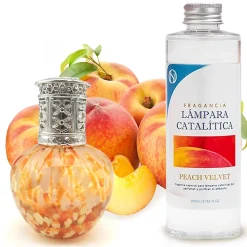 Mamamanuela Lampe catalytique Drops Orange + Parfum Peach Velvet 200 ml - Élimine mauvaises odeurs, parfume et améliore la qualité de l'air* Désodorisant Et Parfum D'Ambiance