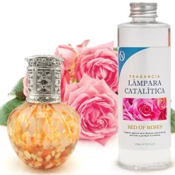 Mamamanuela Lampe catalytique Drops Orange + Parfum Bed of Roses 500 ml - Élimine mauvaises odeurs, parfume et améliore la qualité de l'air* Désodorisant Et Parfum D'Ambiance