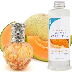 Mamamanuela Lampe catalytique Drops Orange + Parfum Waikiki Melon 200 ml - Élimine mauvaises odeurs, parfume et améliore la qualité de l'air* Désodorisant Et Parfum D'Ambiance