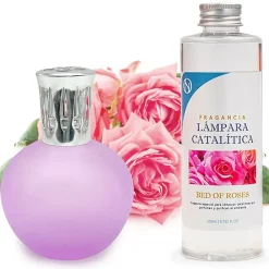 Lampe catalytique Fuchsia Mat + Parfum Bed of Roses 500 ml - Élimine les mauvaises odeurs, parfume et améliore la qualité de l'air>Mamamanuela Outlet