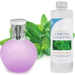 Mamamanuela Lampe catalytique Fuchsia Mat + Arôme Mountain Mint 200 ml - Élimine les mauvaises odeurs, parfume et améliore la qualité de l'air* Désodorisant Et Parfum D'Ambiance
