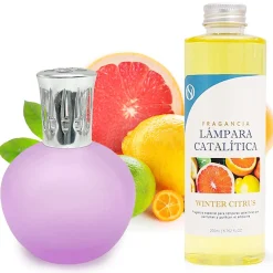 Mamamanuela Lampe catalytique Fuchsia Mat + Arôme Winter Citrus 500 ml - Élimine les mauvaises odeurs, parfume et améliore la qualité de l'air* Désodorisant Et Parfum D'Ambiance