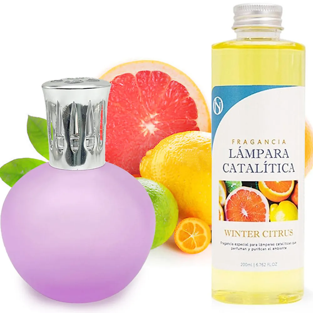 Lampe catalytique Fuchsia Mat + Arôme Winter Citrus 200 ml - Élimine les mauvaises odeurs, parfume et améliore la qualité de l'air>Mamamanuela Outlet