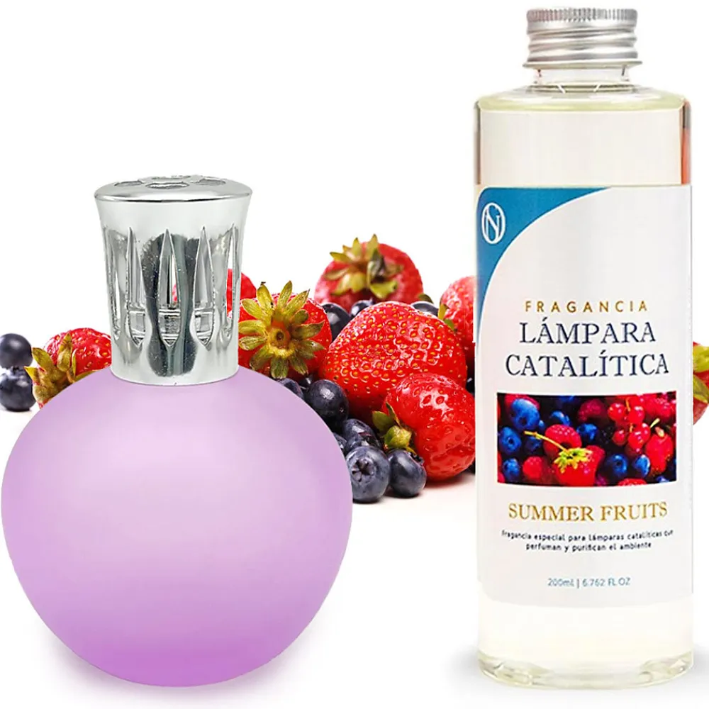 Lampe catalytique Fuchsia Mat + Arôme Summer Fruits 500 ml - Élimine les mauvaises odeurs, parfume et améliore la qualité de l'air>Mamamanuela Outlet