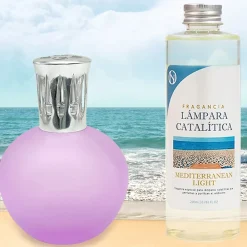Mamamanuela Lampe catalytique Fuchsia Mat + Parfum Mediterranean Light 200ml - Élimine mauvaises odeurs, parfume et améliore qualité de l'air* Désodorisant Et Parfum D'Ambiance