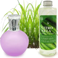 Lampe catalytique Fuchsia Mat + Parfum Citronnelle 500 ml - Élimine les mauvaises odeurs, parfume et améliore la qualité de l'air>Mamamanuela Best