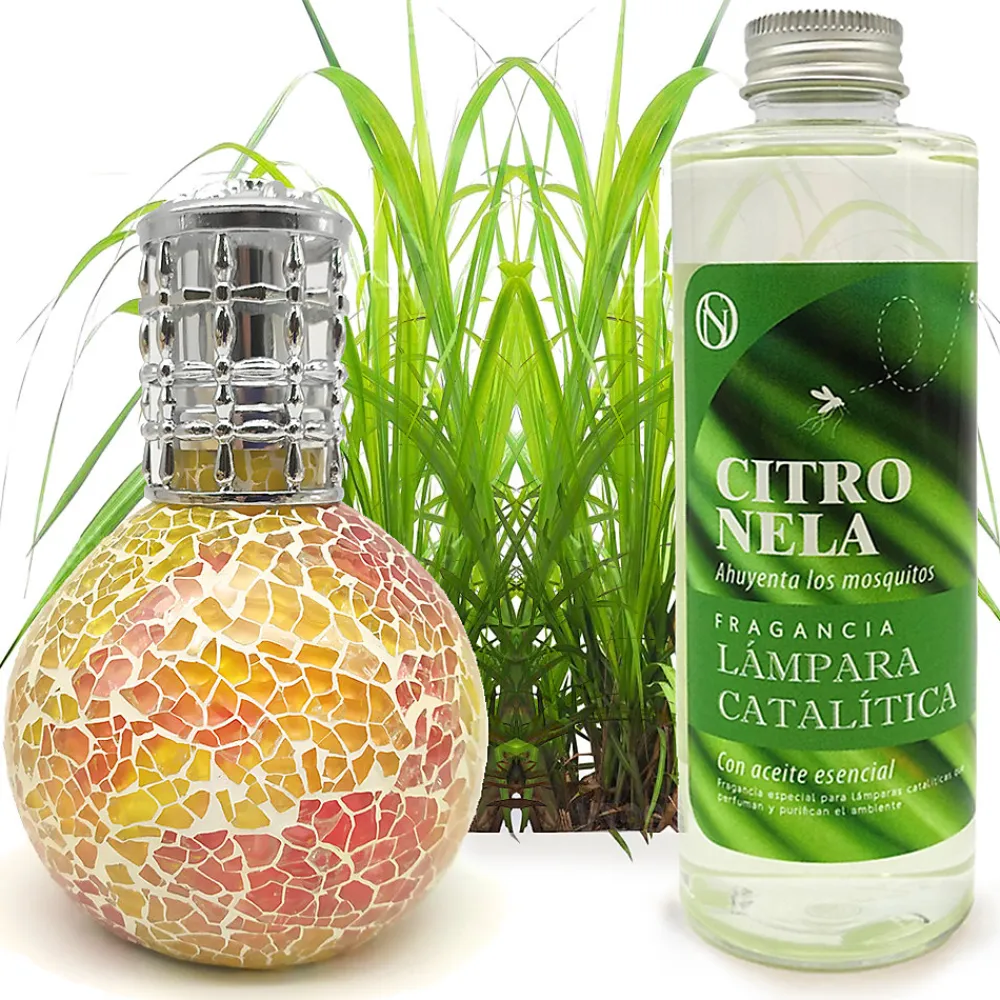 Lampe catalytique Mosaïque Bicolore + Parfum Citronnelle 200 ml - Élimine mauvaises odeurs, parfume et améliore qualité de l'air>Mamamanuela Sale