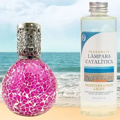 Mamamanuela Lampe catalytique Mosaïque Fuchsia + Mediterranean Light 500 ml - Élimine mauvaises odeurs, parfume et améliore qualité de l'air* Désodorisant Et Parfum D'Ambiance