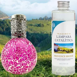 Lampe catalytique Mosaïque Fuchsia + Provence Breeze 500 ml - Élimine mauvaises odeurs, parfume et améliore qualité de l'air>Mamamanuela Online