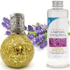 Mamamanuela Lampe catalytique Mosaïque Doré + Parfum Lavender Expression 500ml. Élimine mauvaises odeurs, parfume et améliore qualité de l'air* Désodorisant Et Parfum D'Ambiance