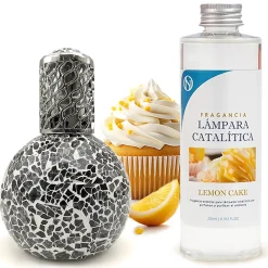 Lampe catalytique Mosaïque Noir + Parfum Lemon Cake 500 ml - Élimine les mauvaises odeurs, parfume et améliore la qualité de l'air>Mamamanuela