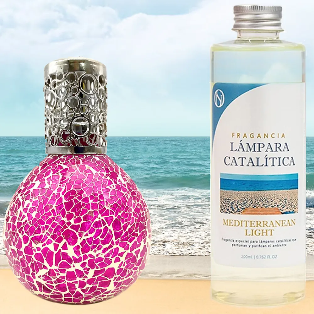 Lampe catalytique Mosaïque Fuchsia + Mediterranean Light 200 ml - Élimine mauvaises odeurs, parfume et améliore qualité de l'air>Mamamanuela Outlet