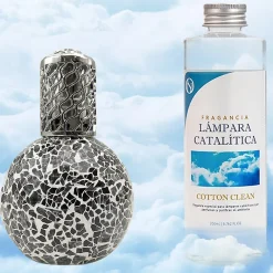 Lampe catalytique Mosaïque Noir + Parfum Cotton Clean 200 ml - Élimine mauvaises odeurs, parfume et améliore la qualité de l'air>Mamamanuela Clearance
