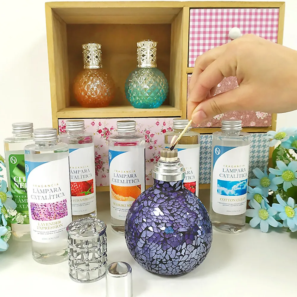 Lampe catalytique Mosaïque Doré + Arôme Winter Citrus 500 ml - Élimine mauvaises odeurs, parfume et améliore la qualité de l'air>Mamamanuela Outlet