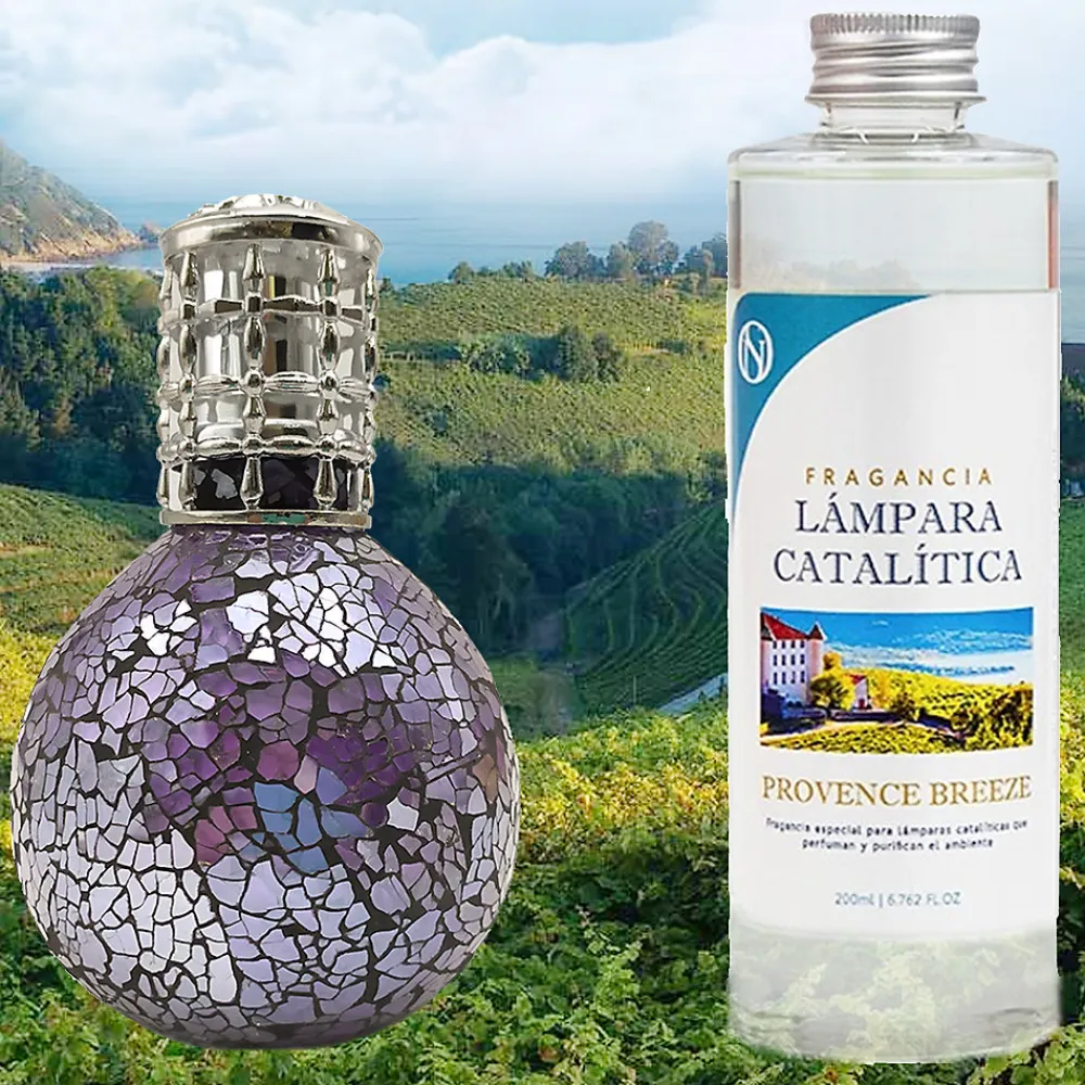 Lampe catalytique Mosaïque de minuit + Provence Breeze 500 ml - Élimine mauvaises odeurs, parfume et améliore la qualité de l'air>Mamamanuela