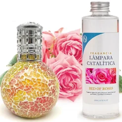 Lampe catalytique Mosaïque Bicolore + Parfum Bed of Roses 200 ml - Élimine mauvaises odeurs, parfume et améliore qualité de l'air>Mamamanuela Hot