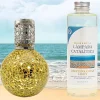 Mamamanuela Lampe catalytique Mosaïque Doré + Parfum Mediterranean Light 500ml. Élimine mauvaises odeurs, parfume et améliore qualité de l'air* Désodorisant Et Parfum D'Ambiance