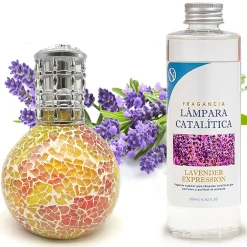 Lampe catalytique Mosaïque Bicolore + Lavender Expression 500 ml - Élimine mauvaises odeurs, parfume et améliore qualité de l'air>Mamamanuela Best