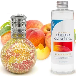 Lampe catalytique Mosaïque Bicolore + Parfum Peach Velvet 500 ml - Élimine mauvaises odeurs, parfume et améliore qualité de l'air>Mamamanuela
