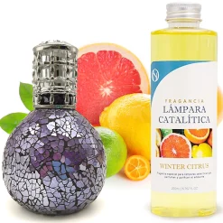 Lampe catalytique Mosaïque de minuit + Parfum Winter Citrus 200 ml. Élimine mauvaises odeurs, parfume et améliore qualité de l'air>Mamamanuela