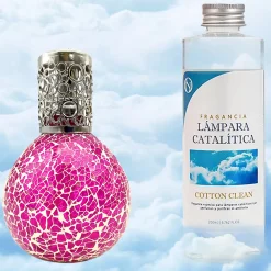Lampe catalytique Mosaïque Fuchsia + Parfum Cotton Clean 200 ml - Élimine mauvaises odeurs, parfume et améliore qualité de l'air>Mamamanuela Best
