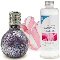Mamamanuela Lampe catalytique Mosaïque de minuit + Parfum Lollipop 200 ml - Élimine mauvaises odeurs, parfume et améliore qualité de l'air* Désodorisant Et Parfum D'Ambiance