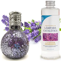 Mamamanuela Lampe catalytique Mosaïque de minuit + Lavender Expression 200 ml - Élimine mauvaises odeurs, parfume et améliore qualité de l'air* Désodorisant Et Parfum D'Ambiance