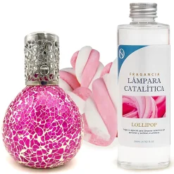 Lampe catalytique Mosaïque Fuchsia + Parfum Lollipop 500 ml - Élimine mauvaises odeurs, parfume et améliore qualité de l'air>Mamamanuela Online