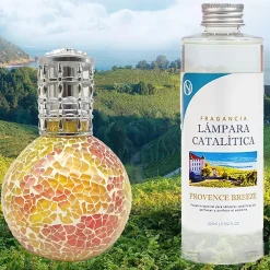 Mamamanuela Lampe catalytique Mosaïque Bicolore + Arôme Provence Breeze 200ml - Élimine mauvaises odeurs, parfume et améliore qualité de l'air* Désodorisant Et Parfum D'Ambiance
