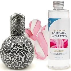 Lampe catalytique Mosaïque Noir + Parfum Lollipop 500 ml - Élimine les mauvaises odeurs, parfume et améliore la qualité de l'air>Mamamanuela Outlet