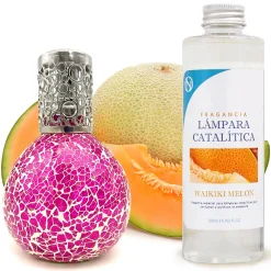 Lampe catalytique Mosaïque Fuchsia + Parfum Waikiki Melon 200 ml - Élimine mauvaises odeurs, parfume et améliore qualité de l'air>Mamamanuela Clearance