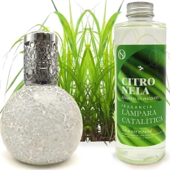 Lampe catalytique Mosaïque Blanc + Parfum Citronnelle 200 ml - Élimine mauvaises odeurs, parfume et améliore la qualité de l'air>Mamamanuela Outlet