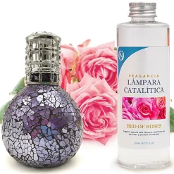 Lampe catalytique Mosaïque de minuit + Parfum Bed of Roses 200 ml - Élimine mauvaises odeurs, parfume et améliore qualité de l'air>Mamamanuela Outlet