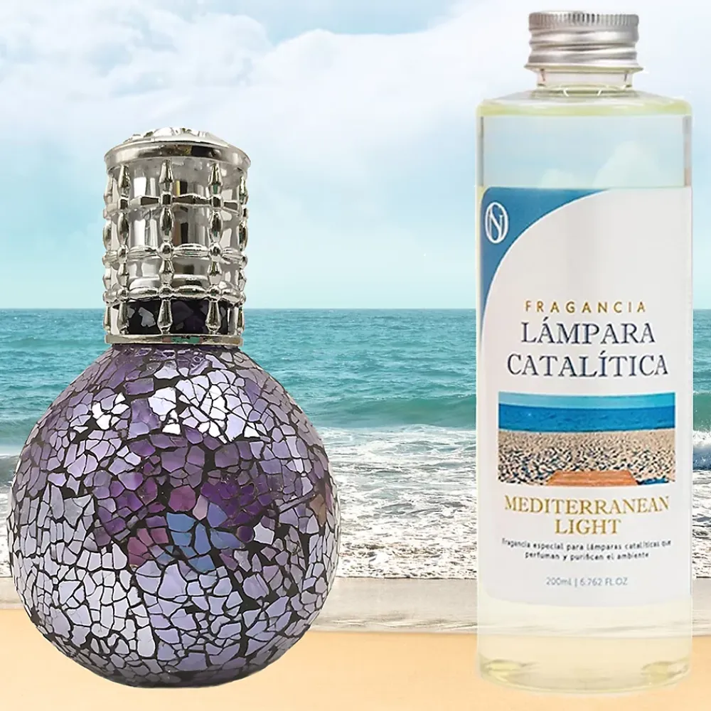 Mamamanuela Lampe catalytique Mosaïque de minuit + Mediterranean Light 500 ml - Élimine mauvaises odeurs, parfume et améliore qualité de l'air* Désodorisant Et Parfum D'Ambiance