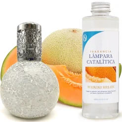 Lampe catalytique Mosaïque Blanc + Arôme Waikiki Melon 200 ml - Élimine mauvaises odeurs, parfume et améliore la qualité de l'air>Mamamanuela Online