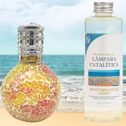 Mamamanuela Lampe catalytique Mosaïque Bicolore + Mediterranean Light 200 ml - Élimine mauvaises odeurs, parfume et améliore qualité de l'air* Désodorisant Et Parfum D'Ambiance