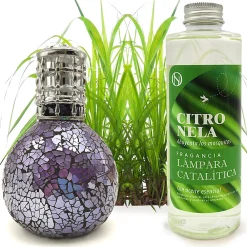 Lampe catalytique Mosaïque de minuit + Parfum Citronnelle 200 ml - Élimine mauvaises odeurs, parfume et améliore qualité de l'air>Mamamanuela Hot